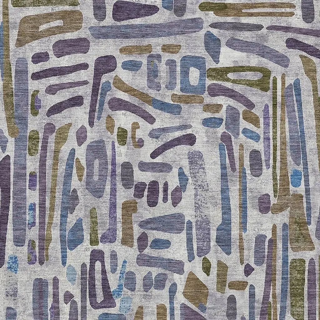 5' X 8' Purple And Brown Abstract Washable Indoor Outdoor Area Rug Homeroots Outdoor