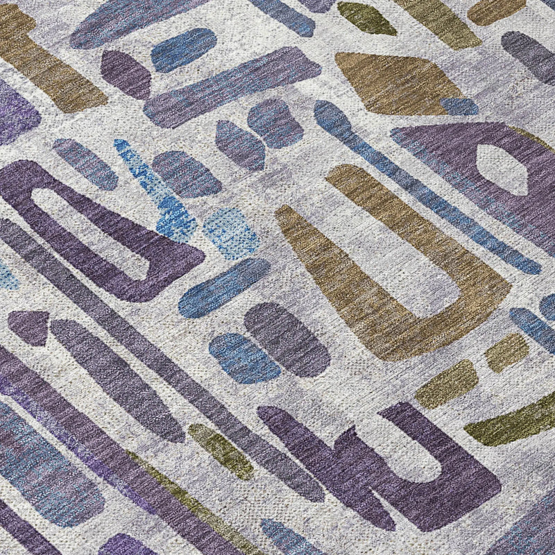 5' X 8' Purple And Brown Abstract Washable Indoor Outdoor Area Rug Homeroots Outdoor