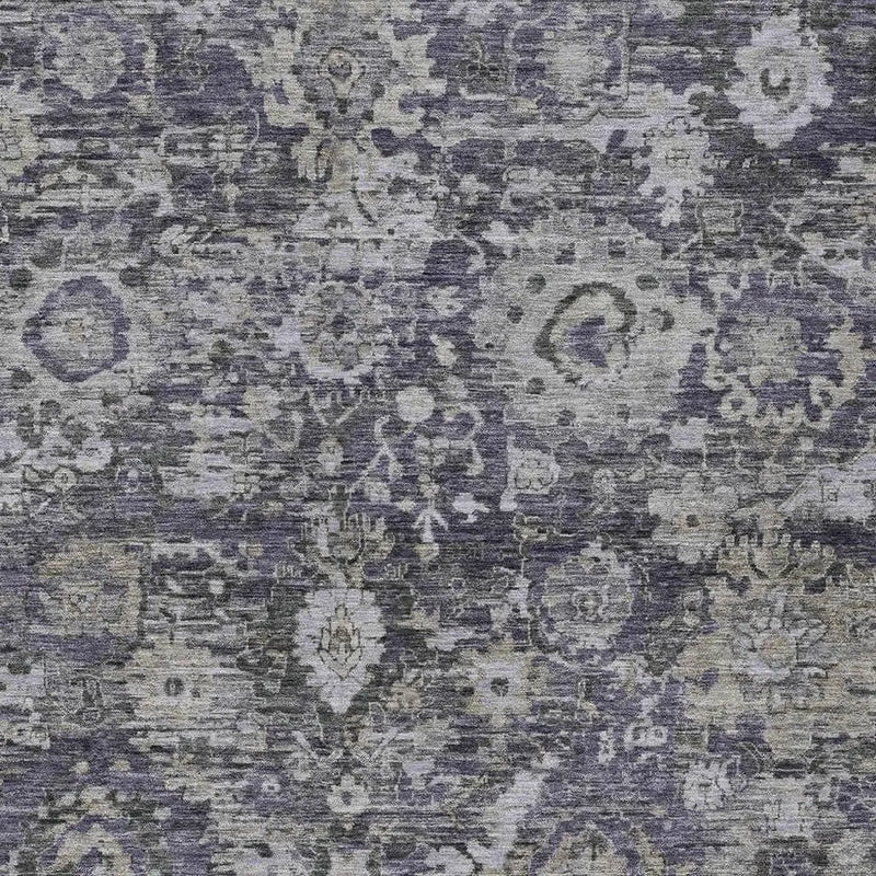 5' X 8' Purple And Gray Floral Washable Indoor Outdoor Area Rug Homeroots Outdoor