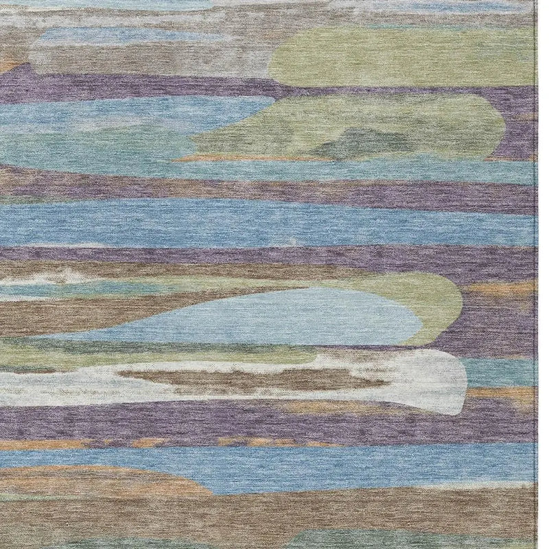 5' X 8' Purple And Green Abstract Washable Indoor Outdoor Area Rug Homeroots Outdoor