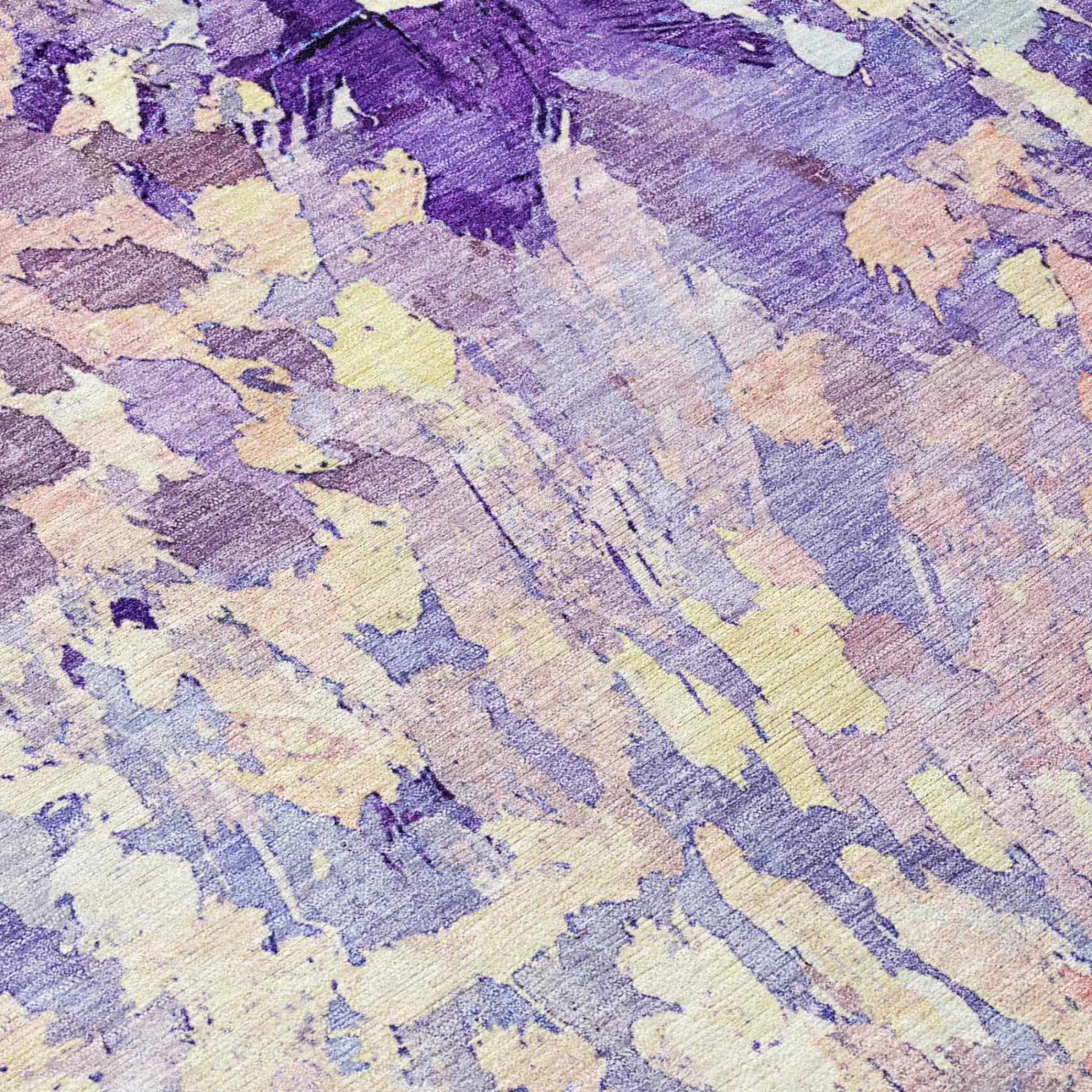 5' X 8' Purple And Lavender Abstract Washable Indoor Outdoor Area Rug Homeroots Outdoor