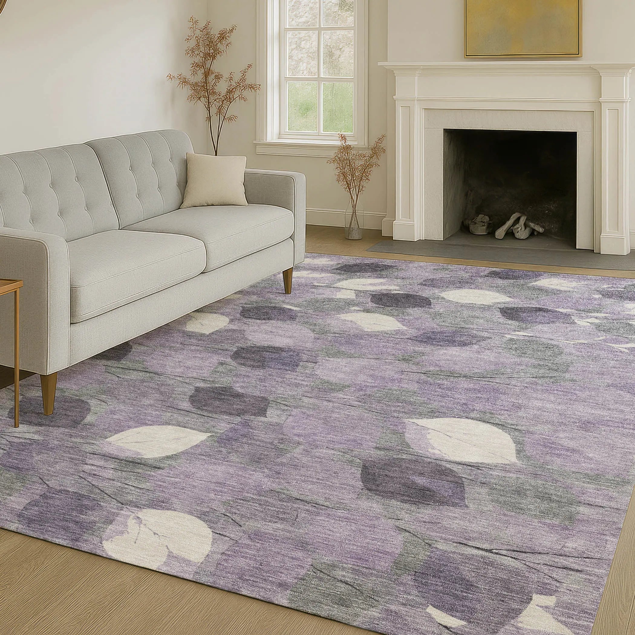 5' X 8' Purple And Lavender Floral Washable Indoor Outdoor Area Rug Homeroots Outdoor