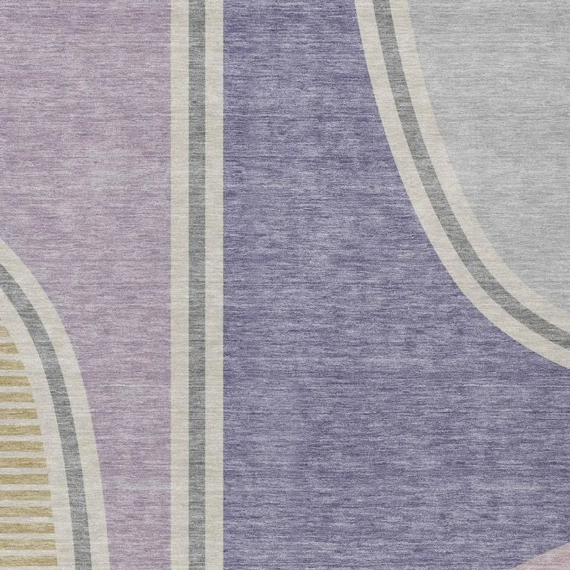 5' X 8' Purple And Lavender Geometric Washable Indoor Outdoor Area Rug Homeroots Outdoor