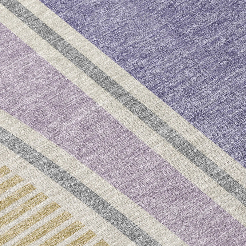 5' X 8' Purple And Lavender Geometric Washable Indoor Outdoor Area Rug Homeroots Outdoor