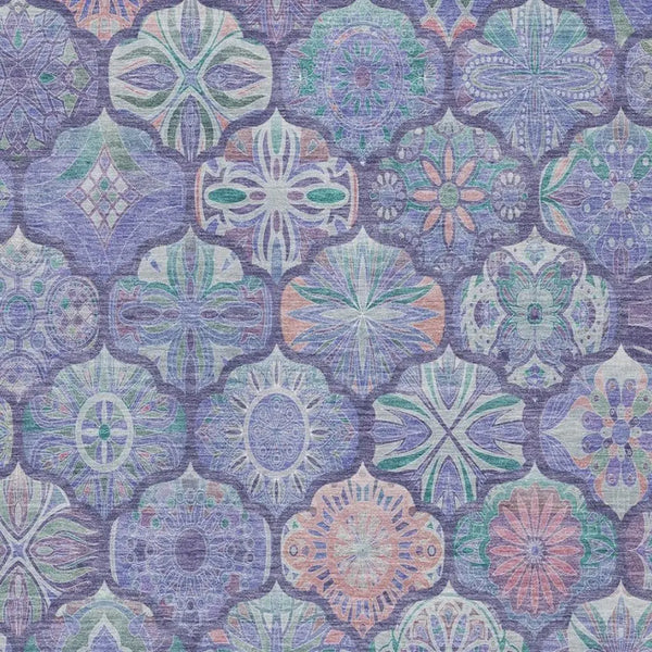 5' X 8' Purple And Lavender Ogee Washable Indoor Outdoor Area Rug Homeroots Outdoor