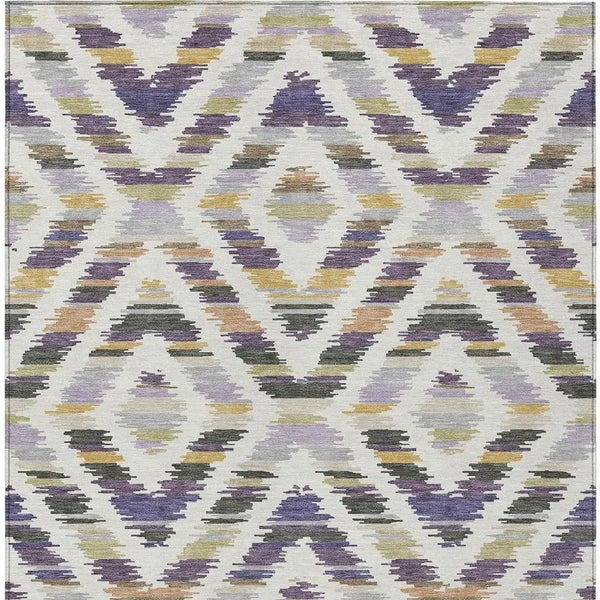 5' X 8' Purple And Lavender Tribal Washable Indoor Outdoor Area Rug Homeroots Outdoor