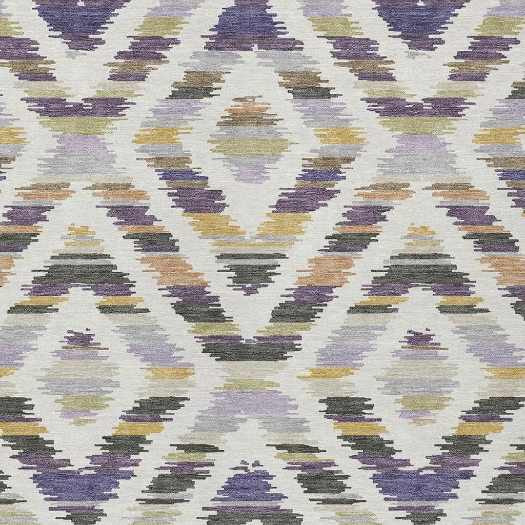 5' X 8' Purple And Lavender Tribal Washable Indoor Outdoor Area Rug Homeroots Outdoor