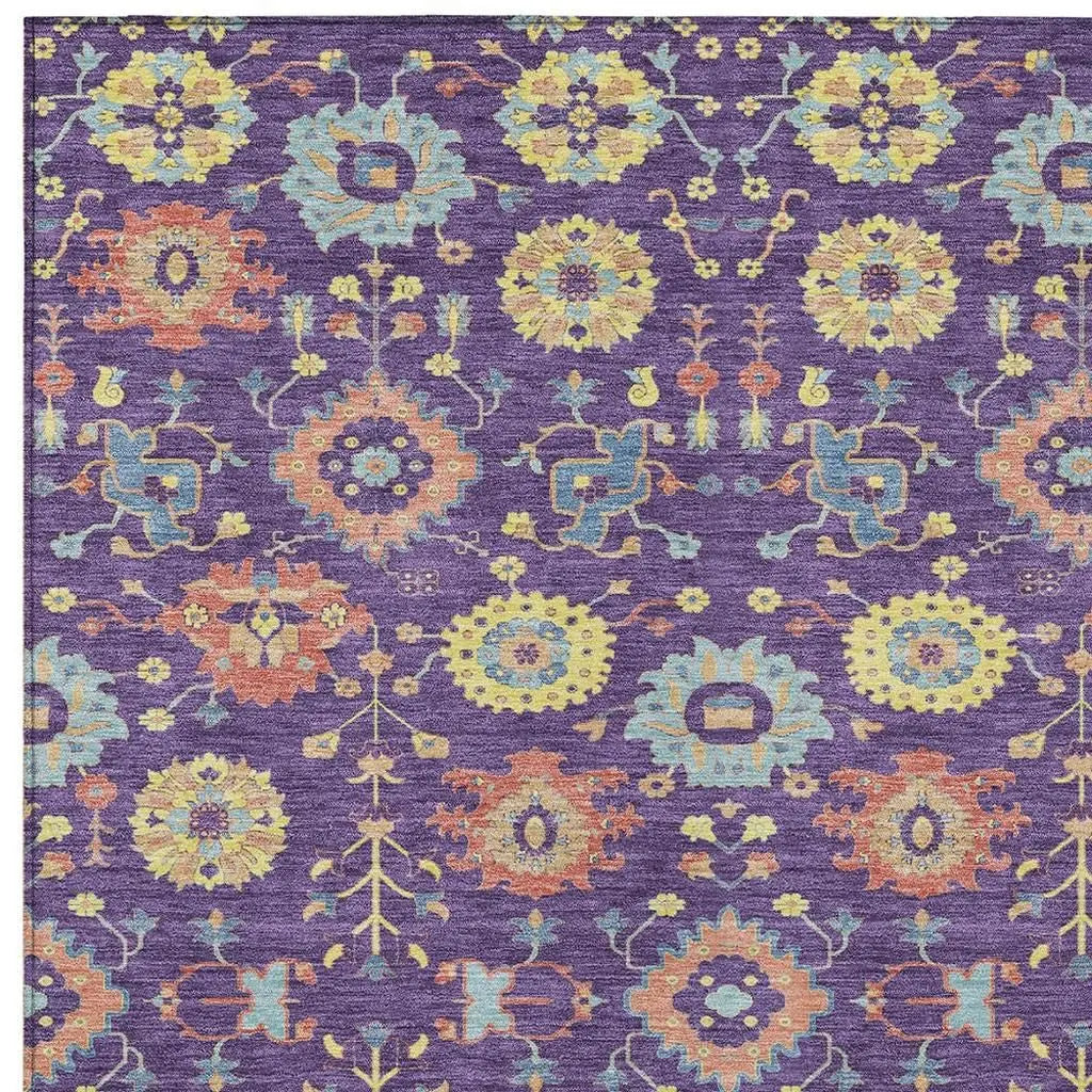 5' X 8' Purple And Plum Geometric Washable Indoor Outdoor Area Rug Homeroots Outdoor