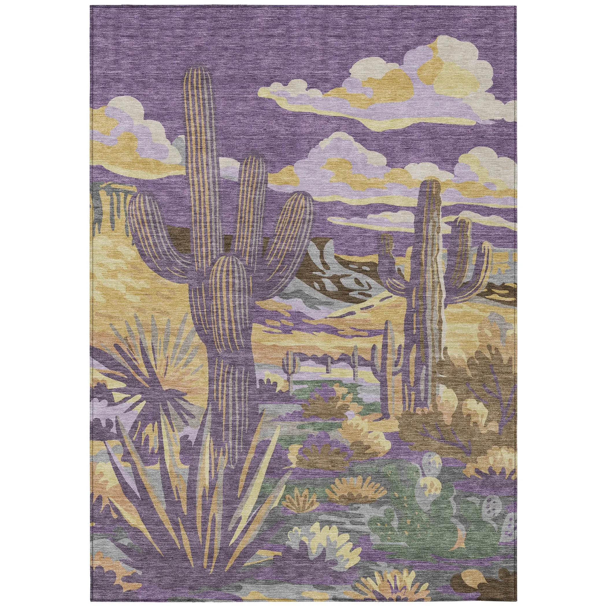 5' X 8' Purple And Plum Trees Washable Indoor Outdoor Area Rug Homeroots Outdoor