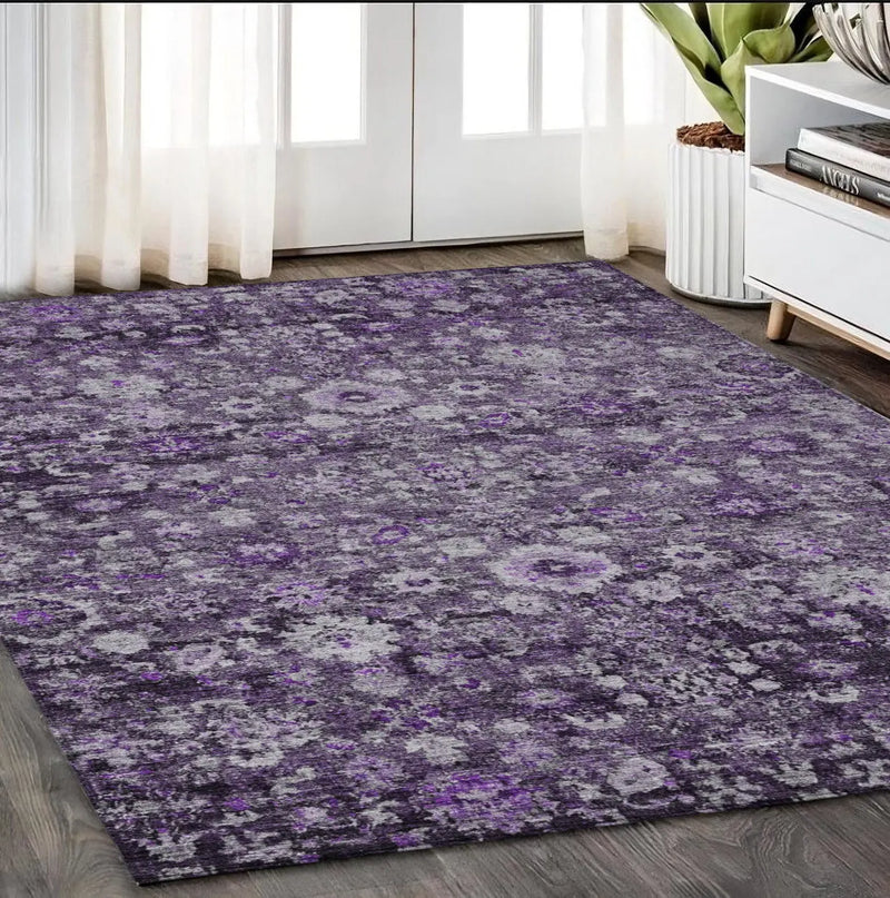 5' X 8' Purple Lilac And Lavender Oriental Washable Indoor Outdoor Area Rug Homeroots Outdoor