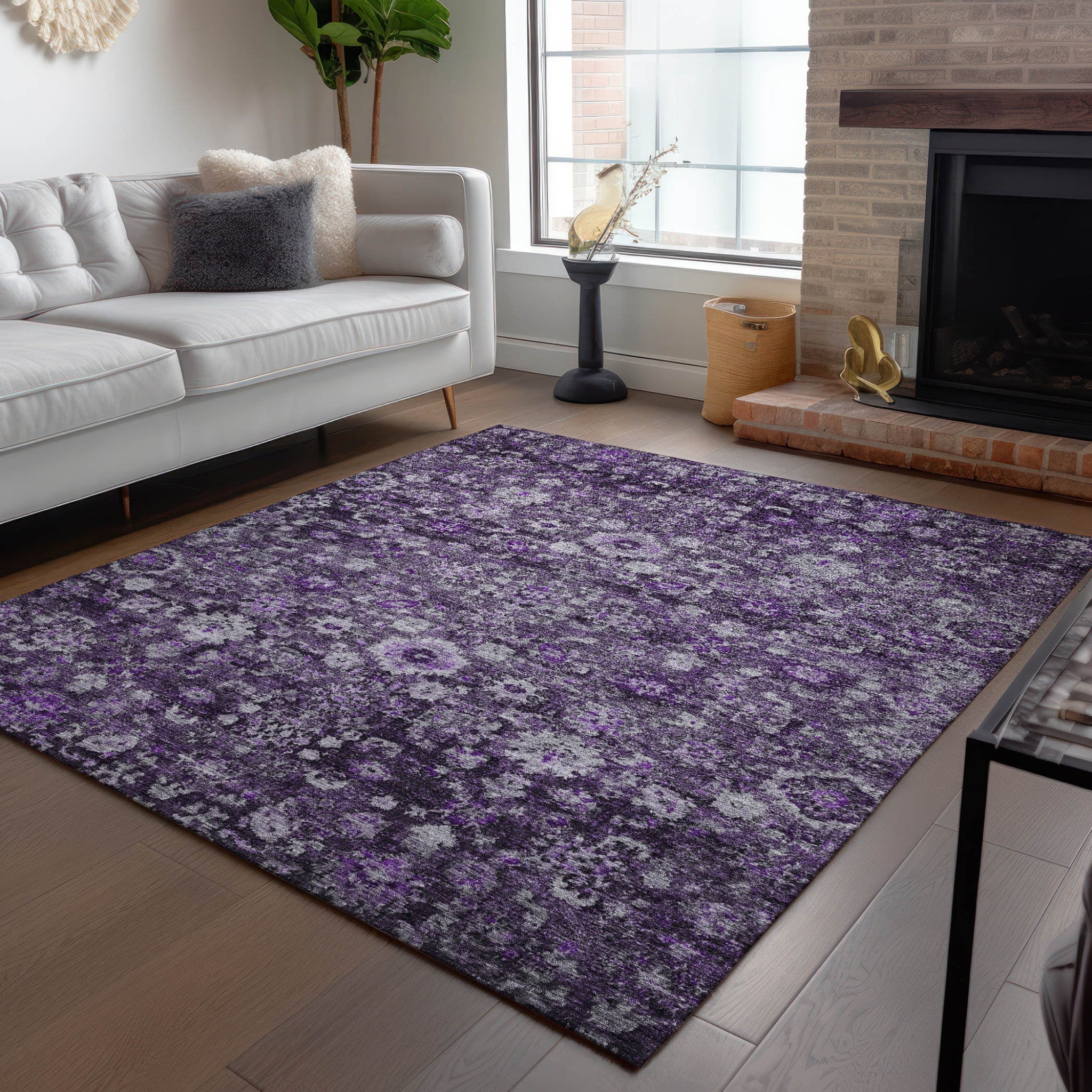 5' X 8' Purple Lilac And Lavender Oriental Washable Indoor Outdoor Area Rug Homeroots Outdoor