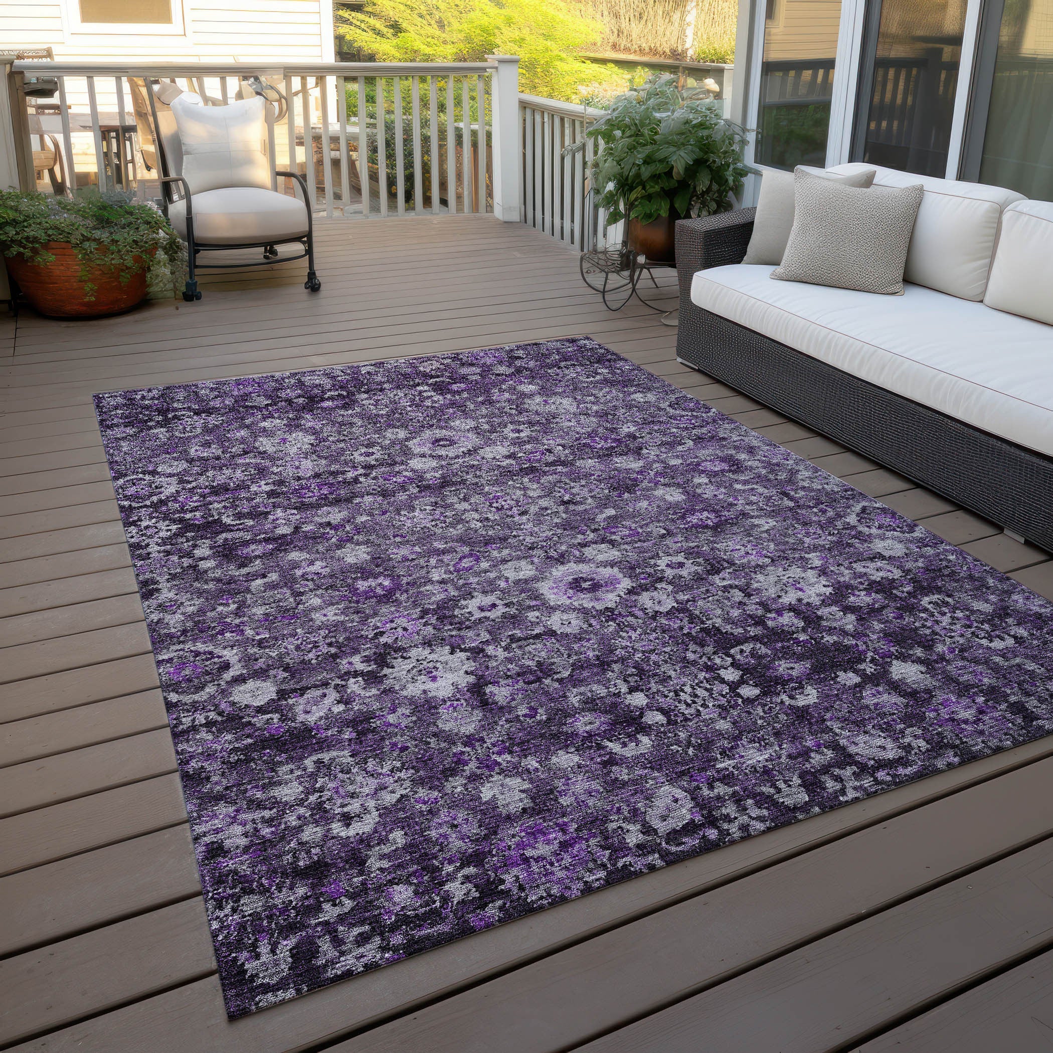 5' X 8' Purple Lilac And Lavender Oriental Washable Indoor Outdoor Area Rug Homeroots Outdoor