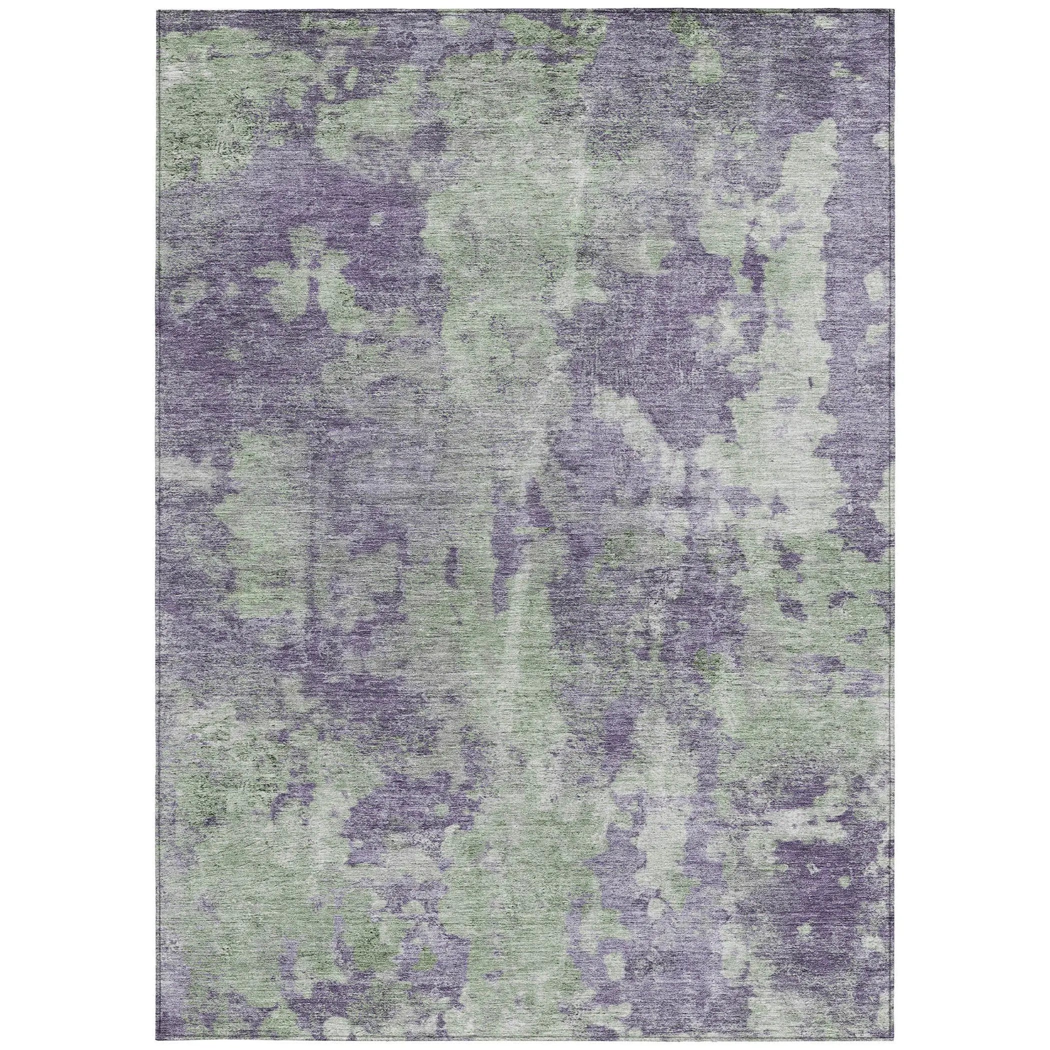 5' X 8' Purple and Green Abstract Washable Non Skid Indoor Outdoor Area Rug Homeroots Outdoor