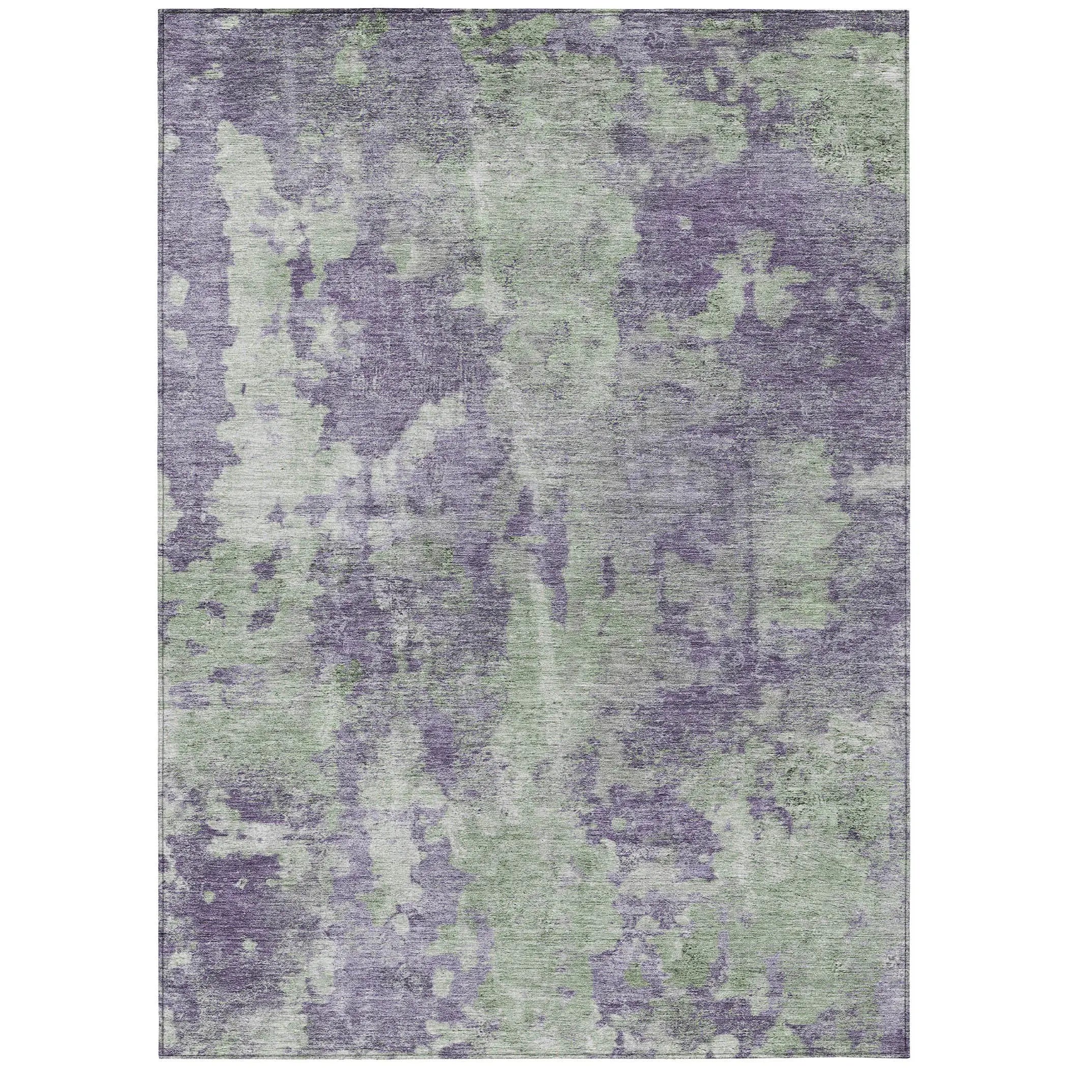 5' X 8' Purple and Green Abstract Washable Non Skid Indoor Outdoor Area Rug Homeroots Outdoor