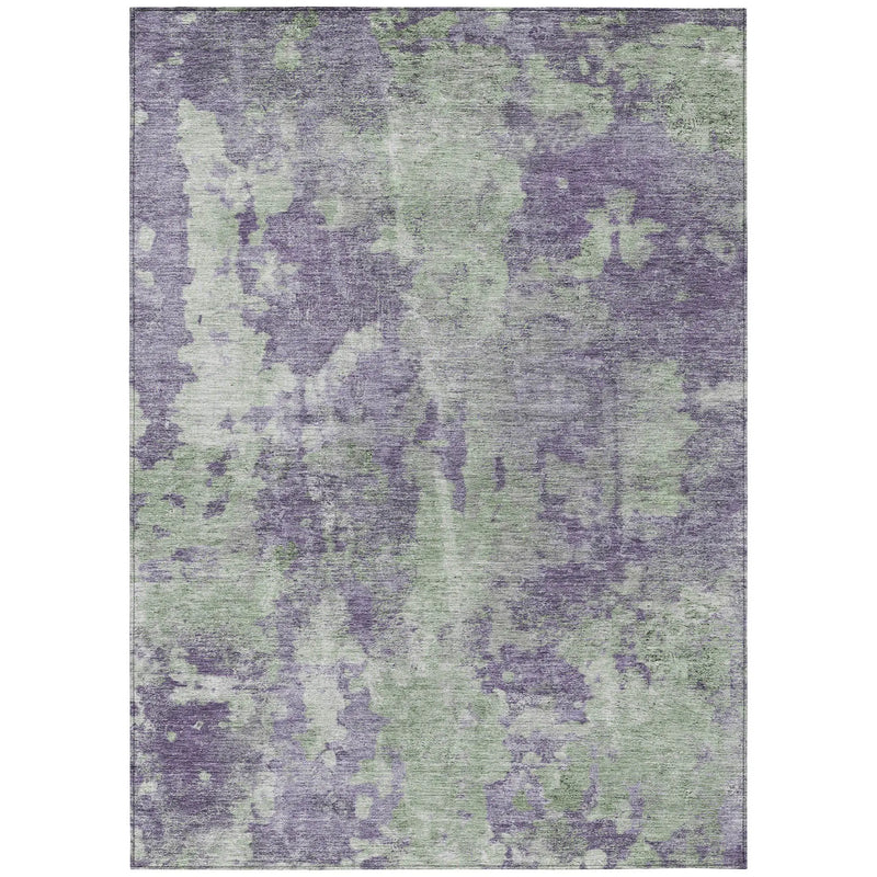 5' X 8' Purple and Green Abstract Washable Non Skid Indoor Outdoor Area Rug Homeroots Outdoor