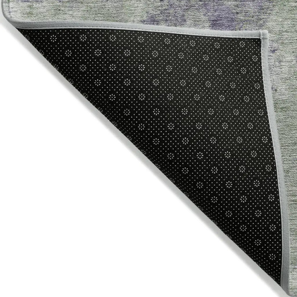 5' X 8' Purple and Green Abstract Washable Non Skid Indoor Outdoor Area Rug Homeroots Outdoor