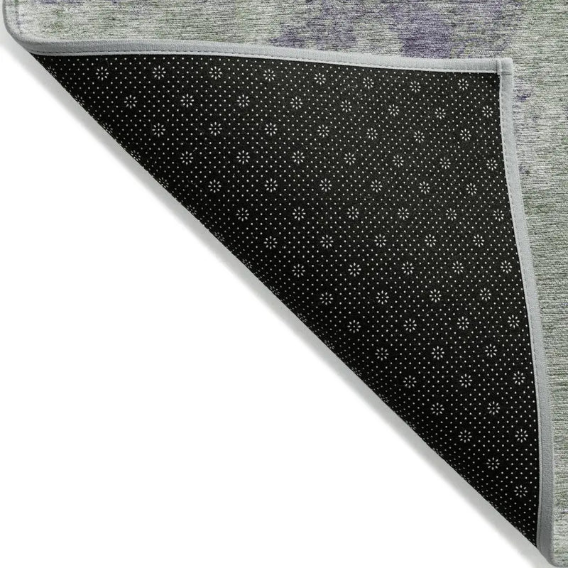 5' X 8' Purple and Green Abstract Washable Non Skid Indoor Outdoor Area Rug Homeroots Outdoor