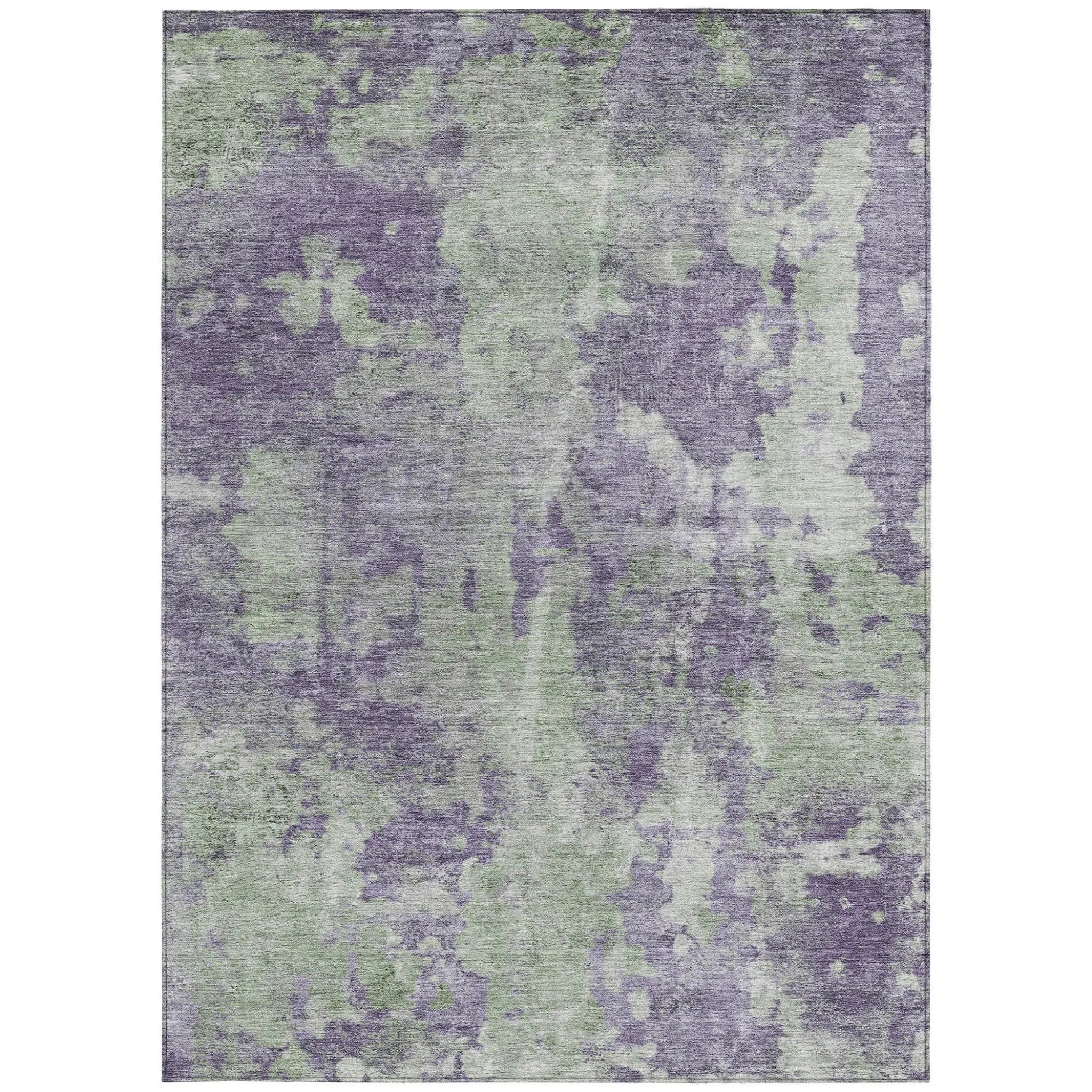 5' X 8' Purple and Green Abstract Washable Non Skid Indoor Outdoor Area Rug Homeroots Outdoor