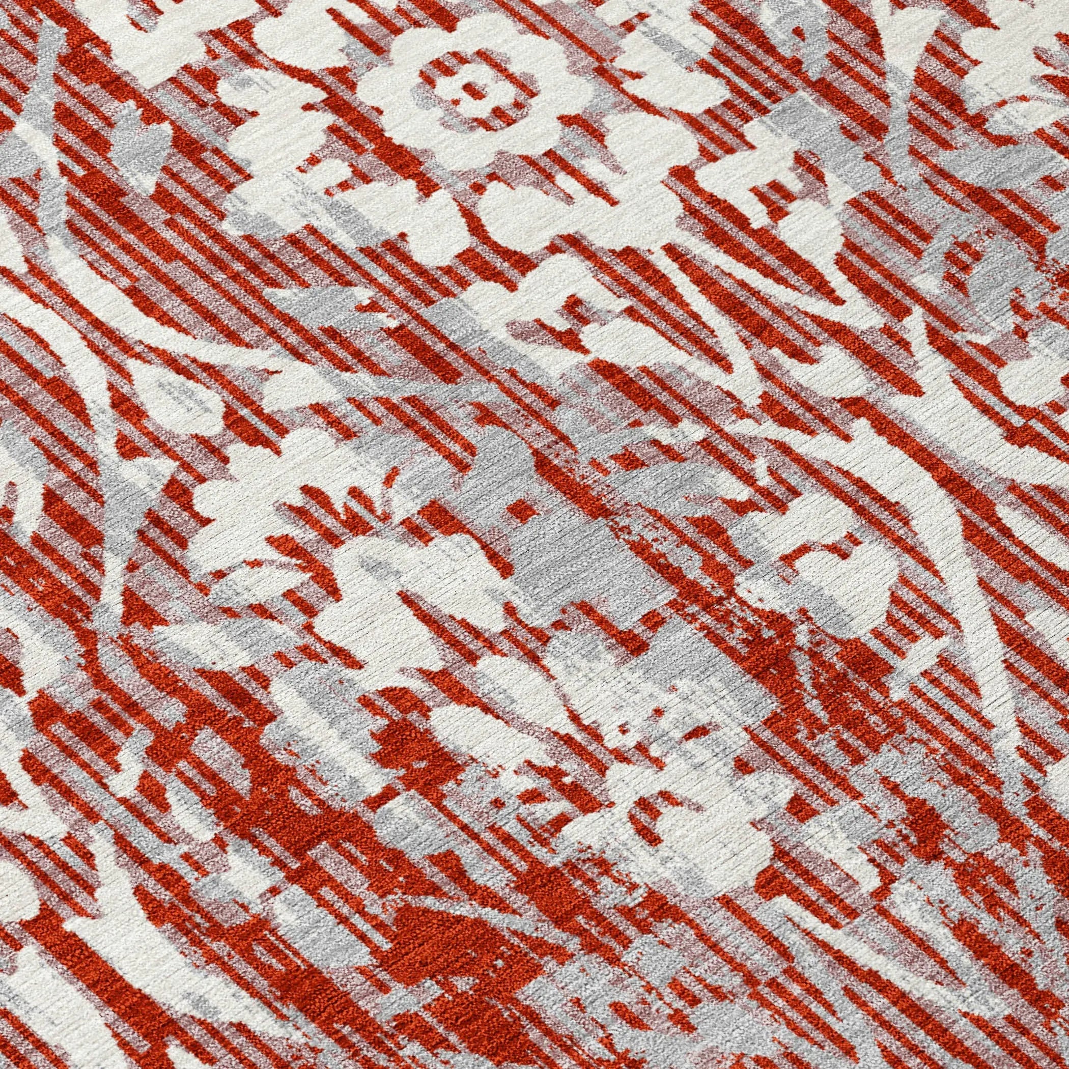 5' X 8' Red And Burgundy Damask Washable Indoor Outdoor Area Rug Homeroots Outdoor