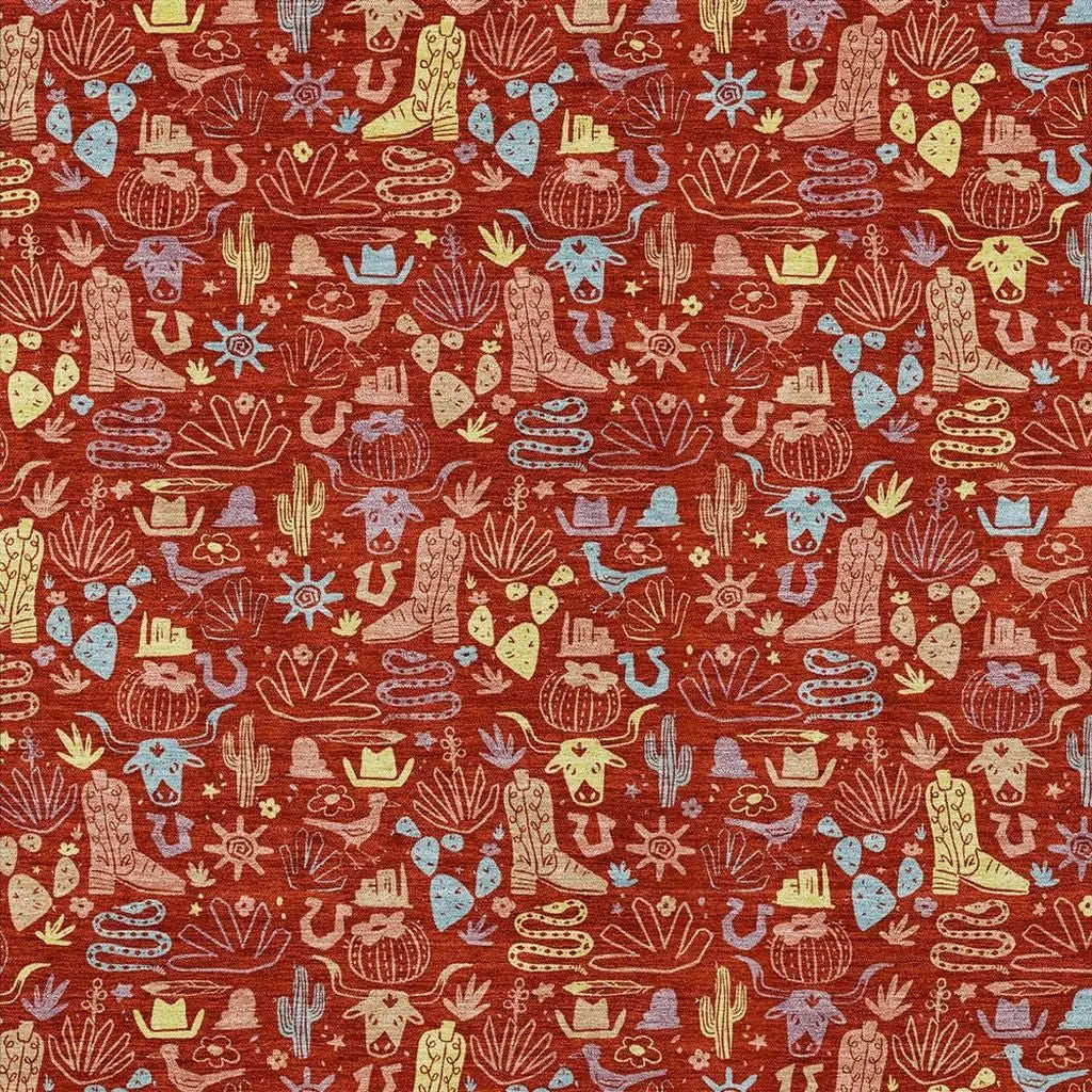 5' X 8' Red And Coral Stars Washable Indoor Outdoor Area Rug Homeroots Outdoor