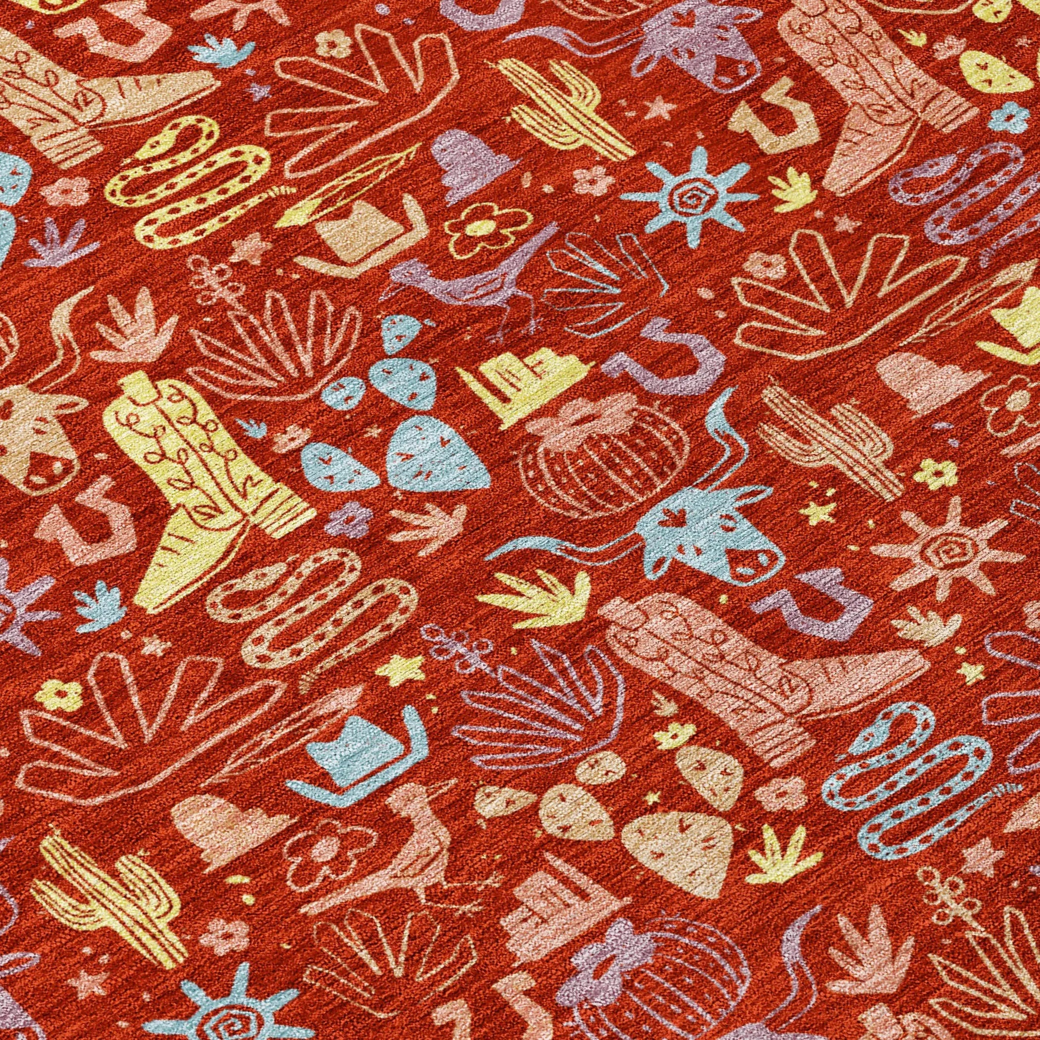 5' X 8' Red And Coral Stars Washable Indoor Outdoor Area Rug Homeroots Outdoor