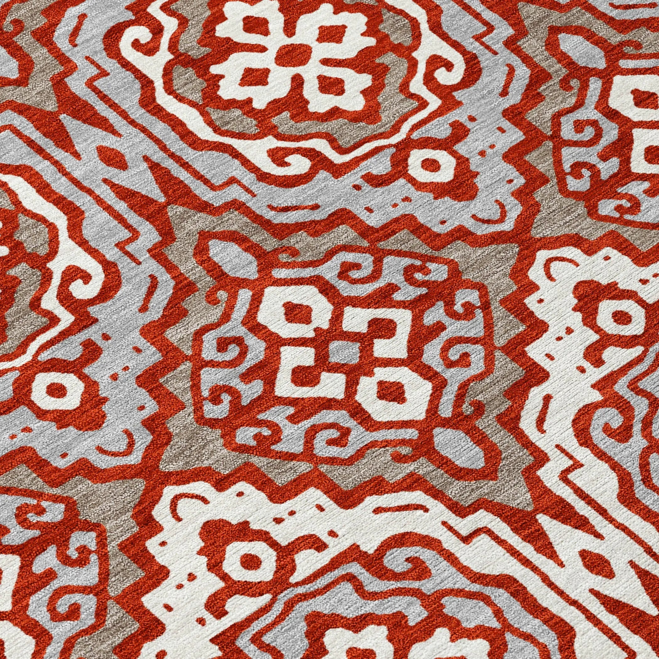 5' X 8' Red And Denim Blue Tribal Washable Indoor Outdoor Area Rug Homeroots Outdoor