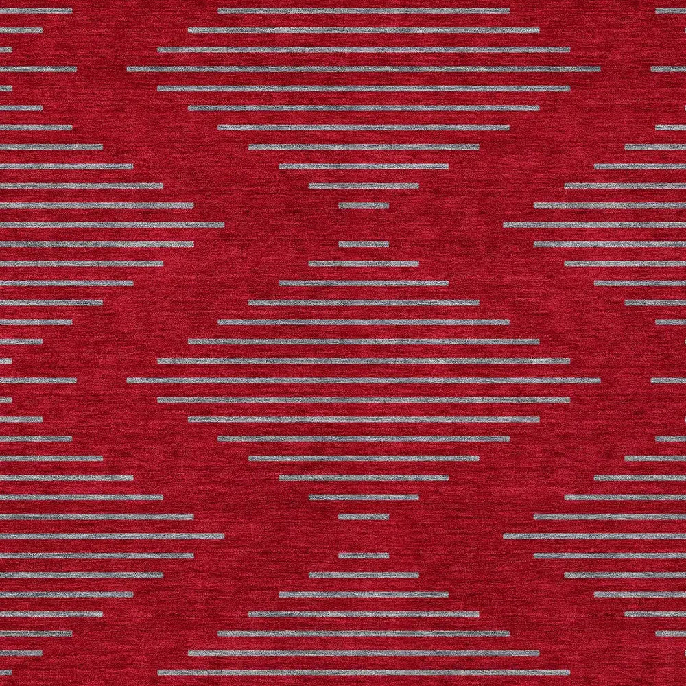 5' X 8' Red And Gray Geometric Washable Indoor Outdoor Area Rug Homeroots Outdoor