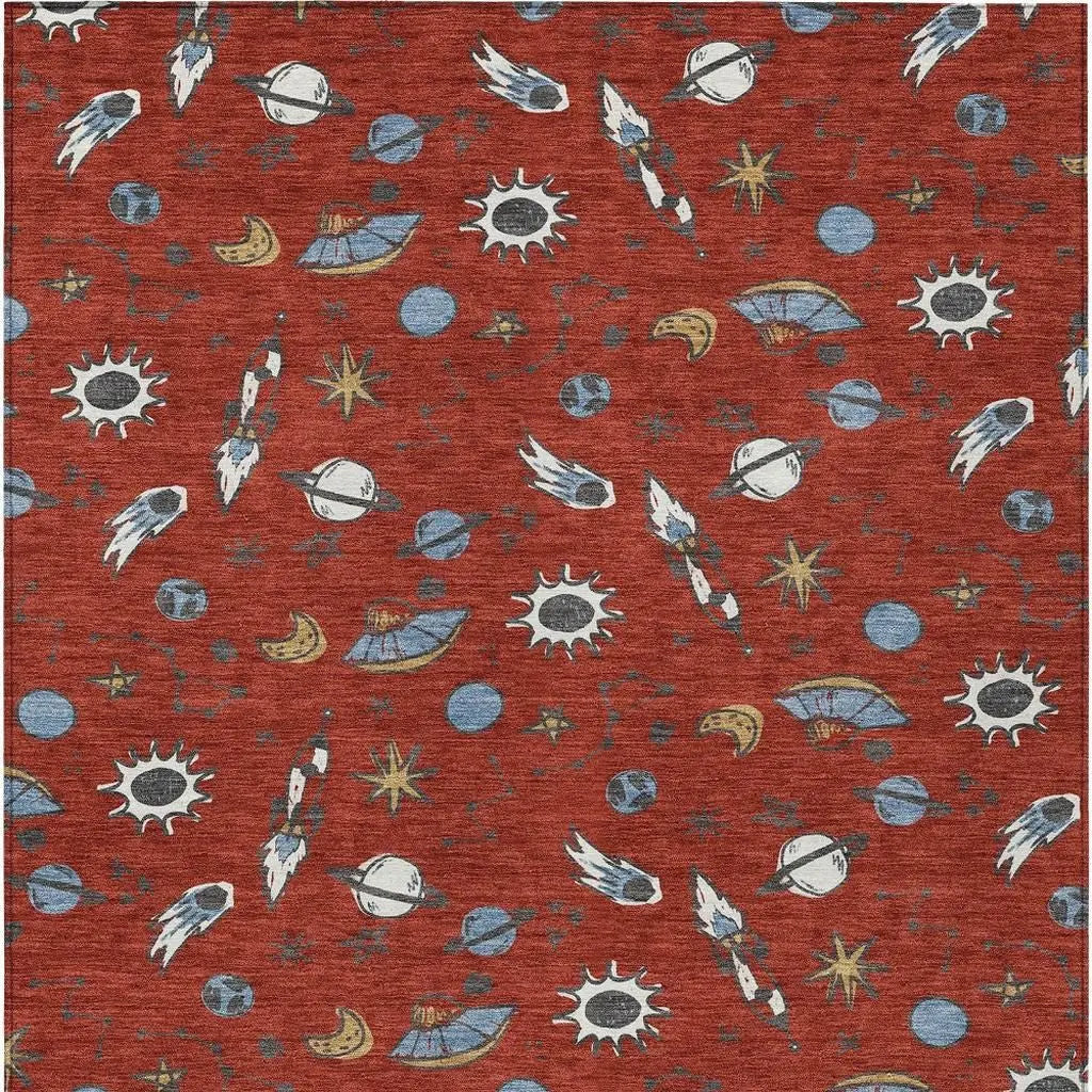 5' X 8' Red And Ivory Animal Print Washable Indoor Outdoor Area Rug Homeroots Outdoor