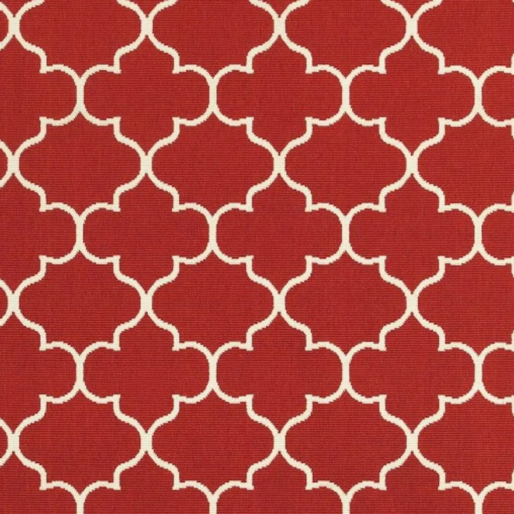 5' X 8' Red And Ivory Indoor Outdoor Area Rug Homeroots Outdoor