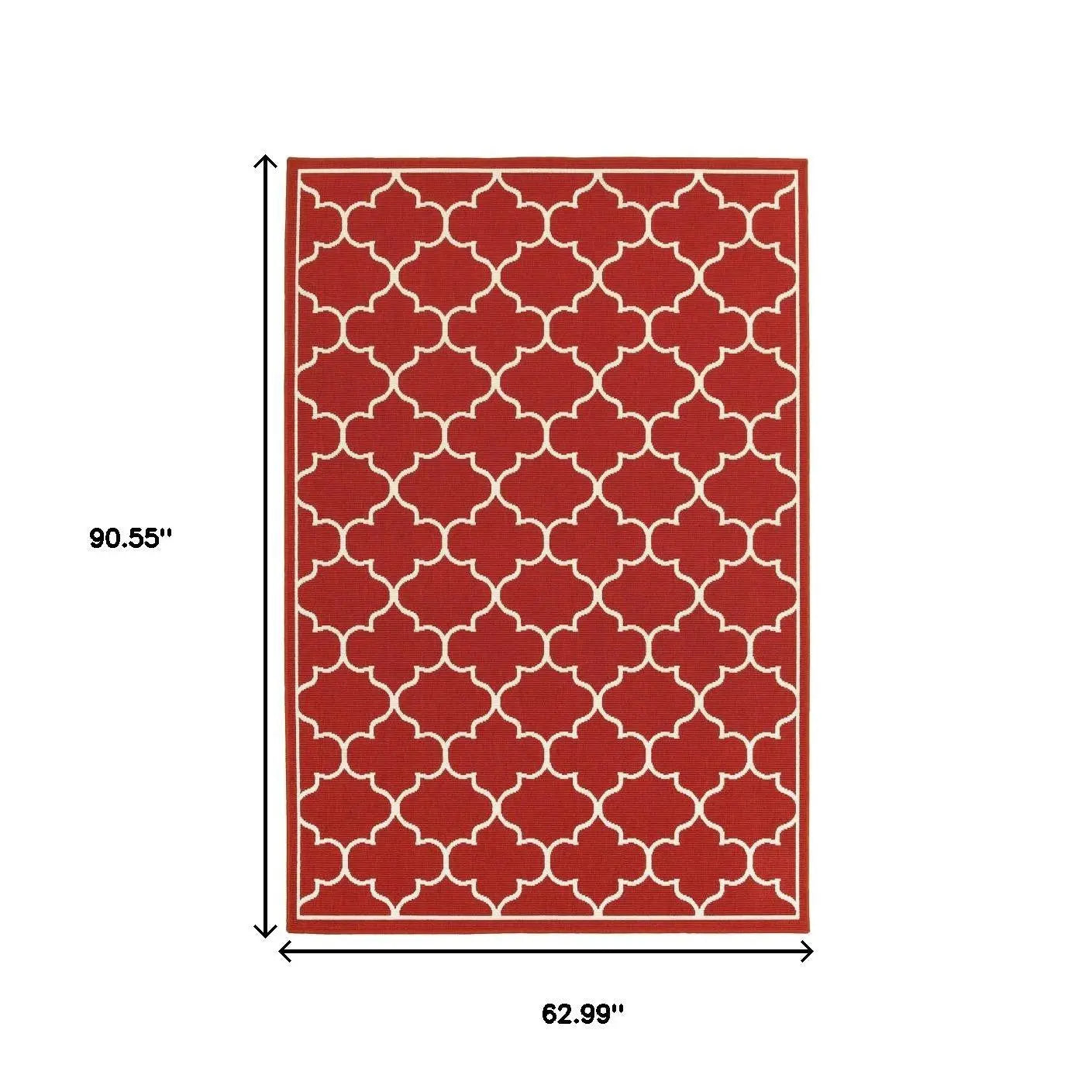 5' X 8' Red And Ivory Indoor Outdoor Area Rug Homeroots Outdoor