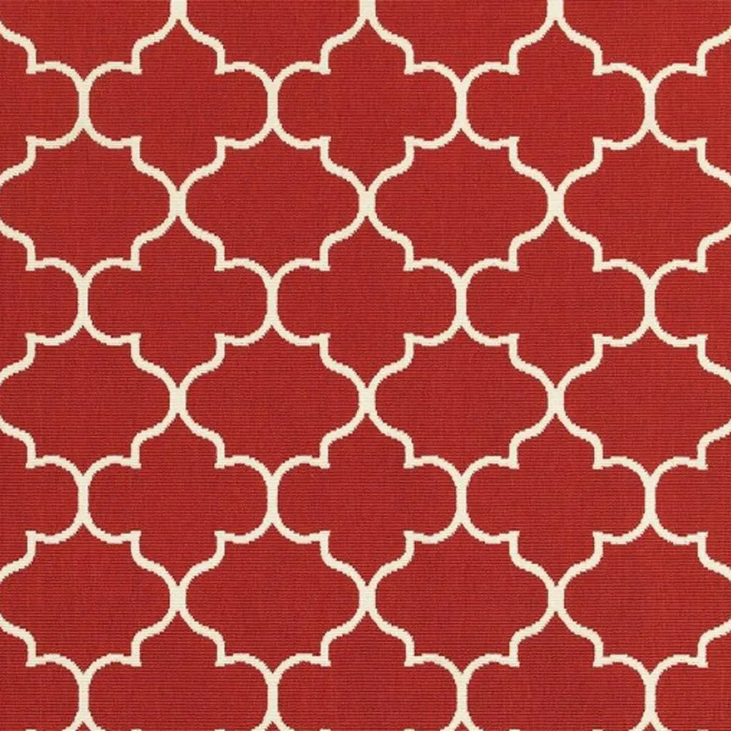 5' X 8' Red And Ivory Indoor Outdoor Area Rug Homeroots Outdoor