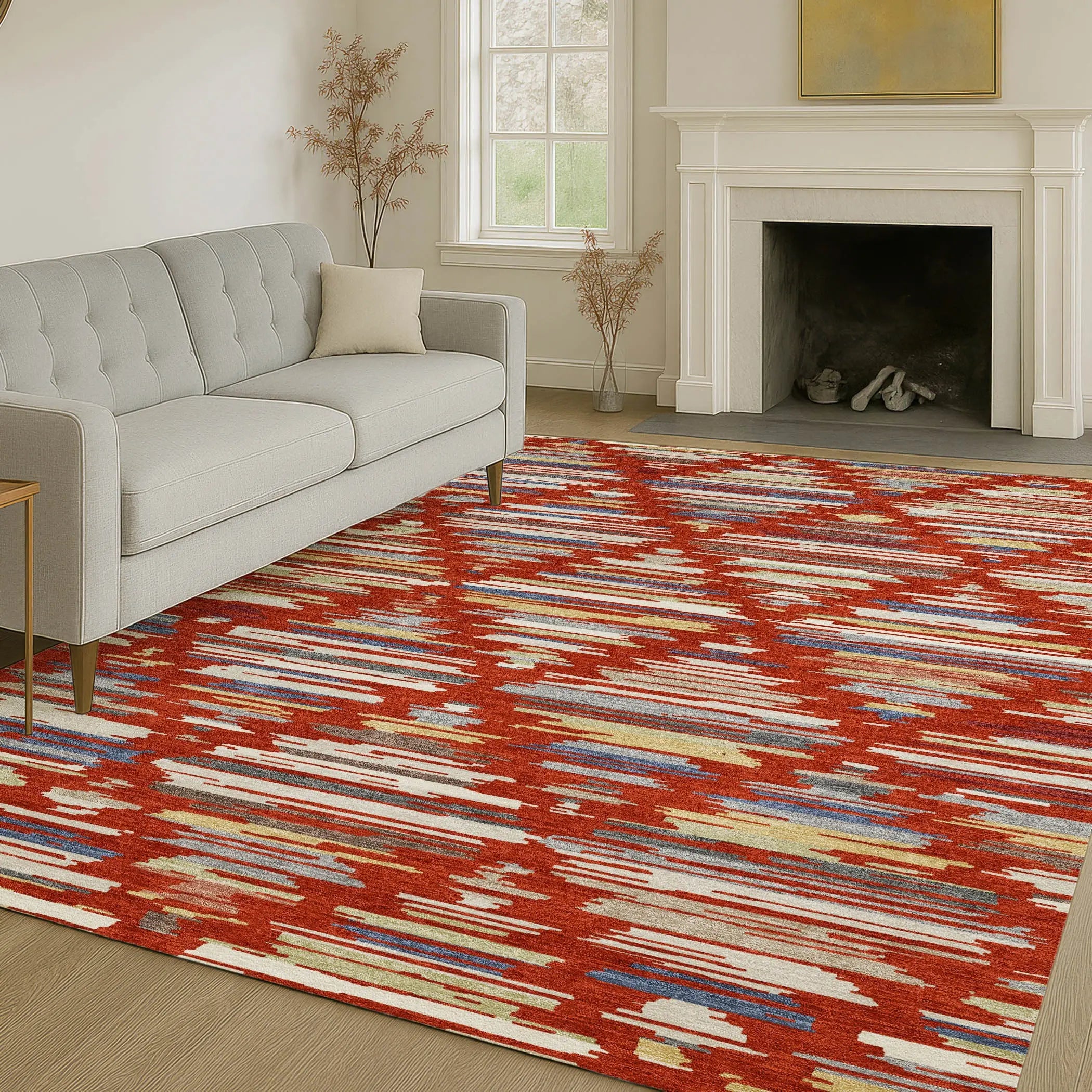 5' X 8' Red And Ivory Southwestern Washable Indoor Outdoor Area Rug Homeroots Outdoor