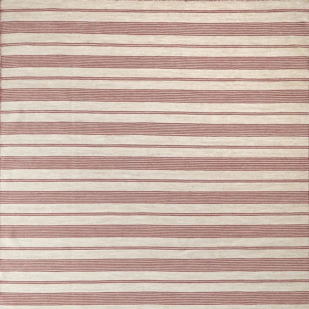 5' X 8' Red And Ivory Striped Dhurrie Hand Woven Stain Resistant Area Rug Homeroots Outdoor