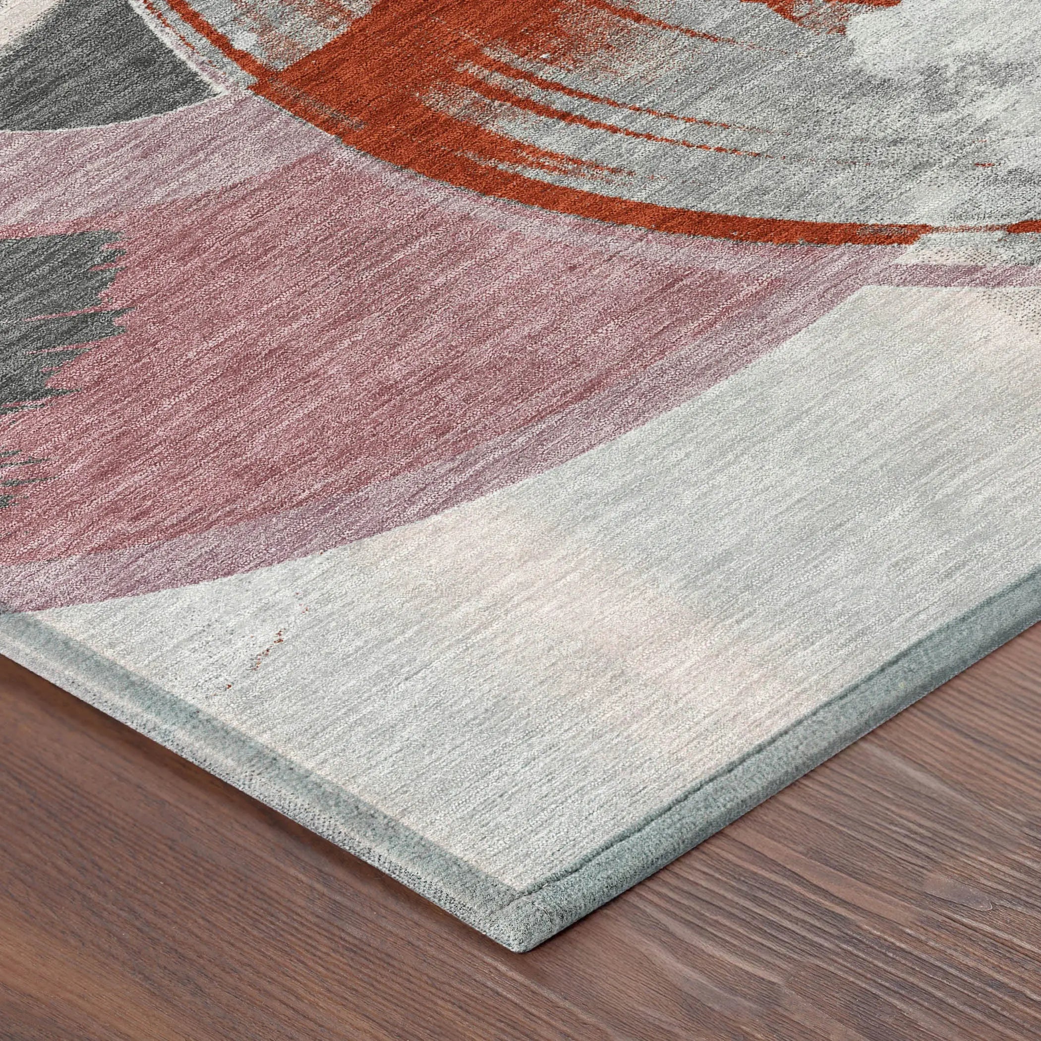 5' X 8' Red And Mauve Geometric Washable Indoor Outdoor Area Rug Homeroots Outdoor