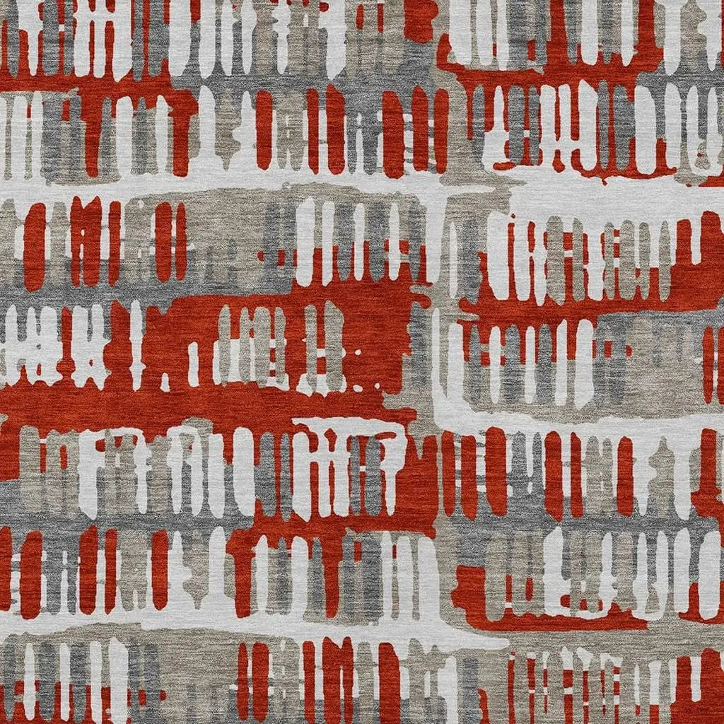 5' X 8' Red And Orange Abstract Washable Indoor Outdoor Area Rug Homeroots Outdoor