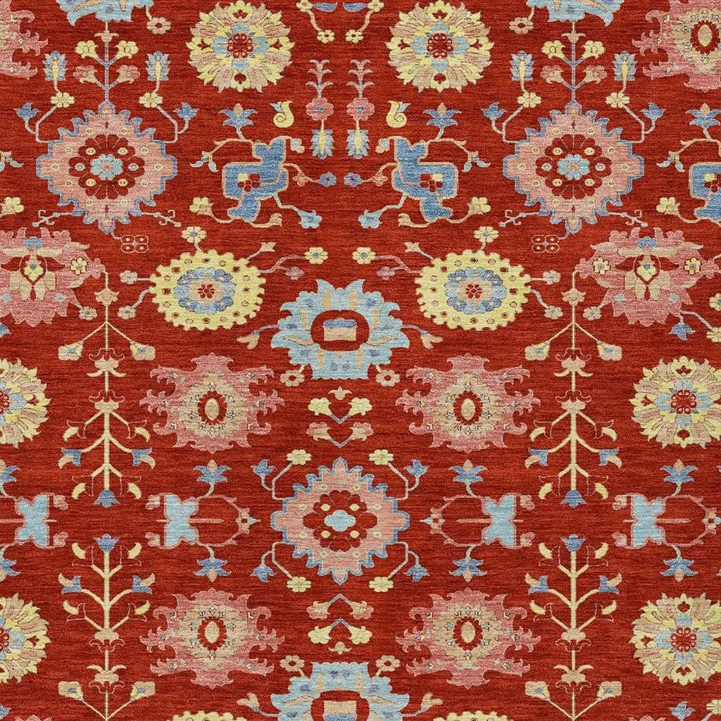 5' X 8' Red And Rust Geometric Washable Indoor Outdoor Area Rug Homeroots Outdoor