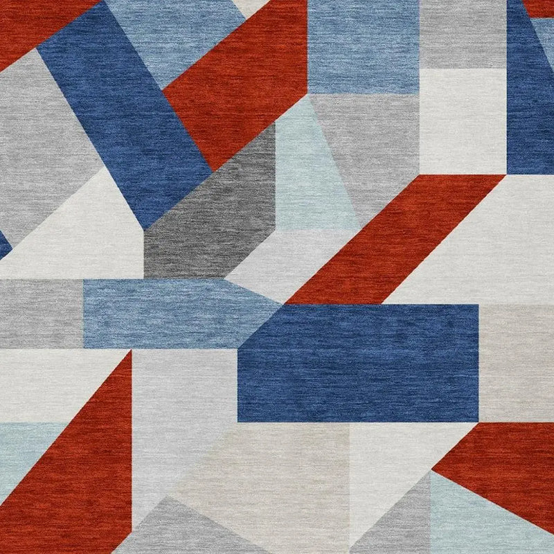 5' X 8' Red And Silver Geometric Washable Indoor Outdoor Area Rug Homeroots Outdoor