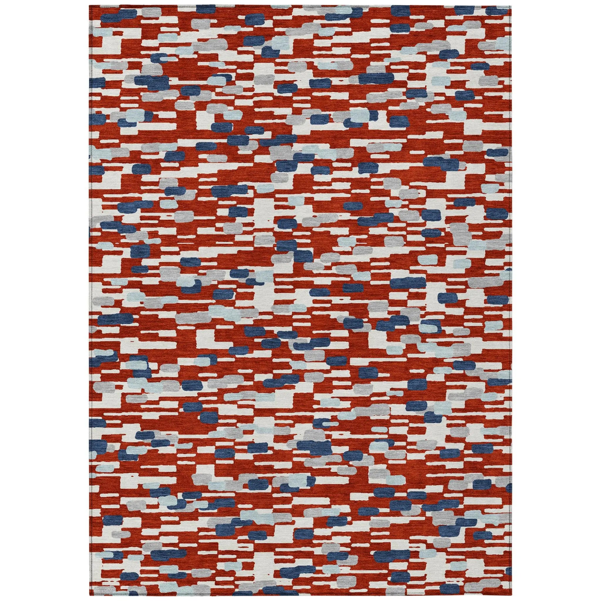 5' X 8' Red And Silver Geometric Washable Indoor Outdoor Area Rug Homeroots Outdoor