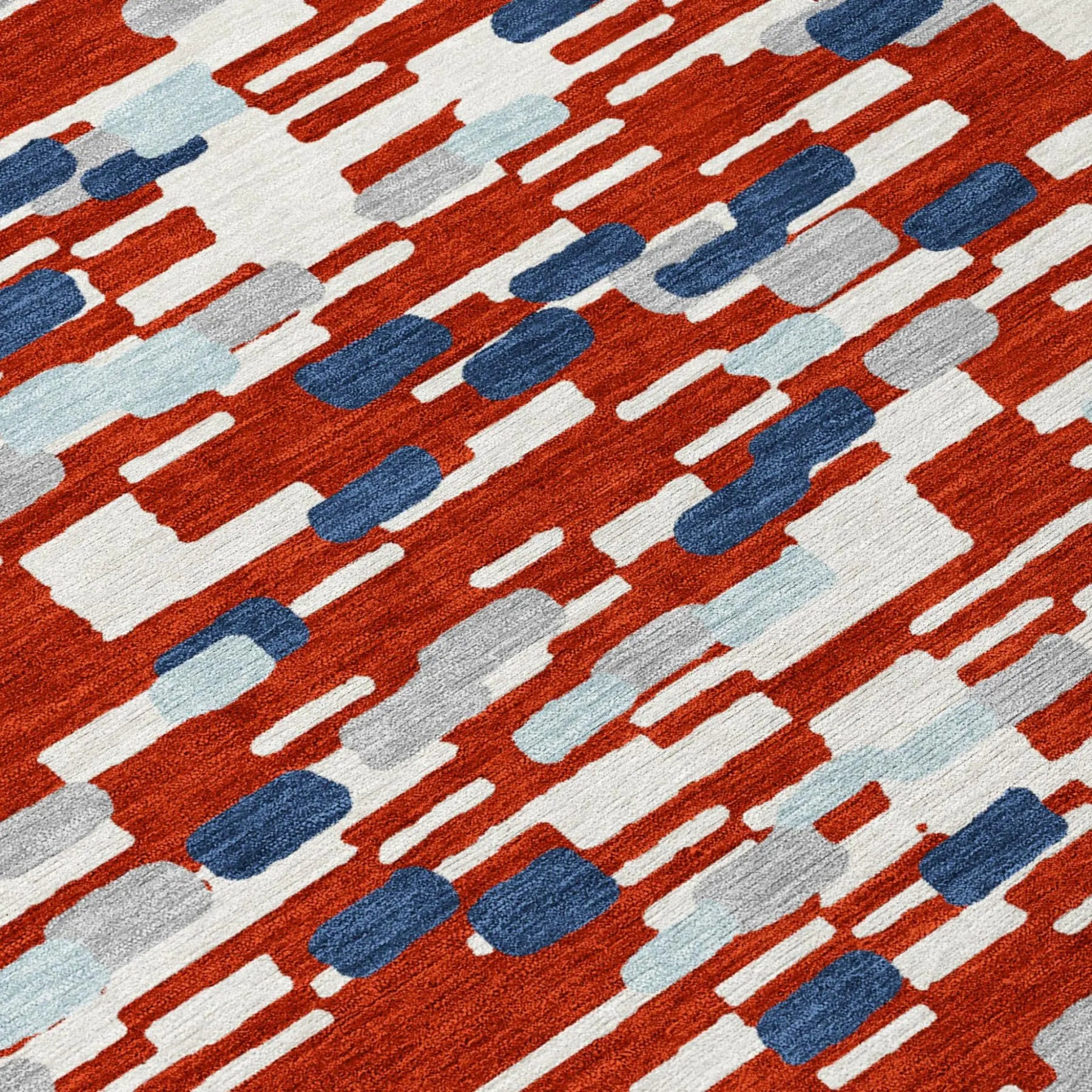 5' X 8' Red And Silver Geometric Washable Indoor Outdoor Area Rug Homeroots Outdoor