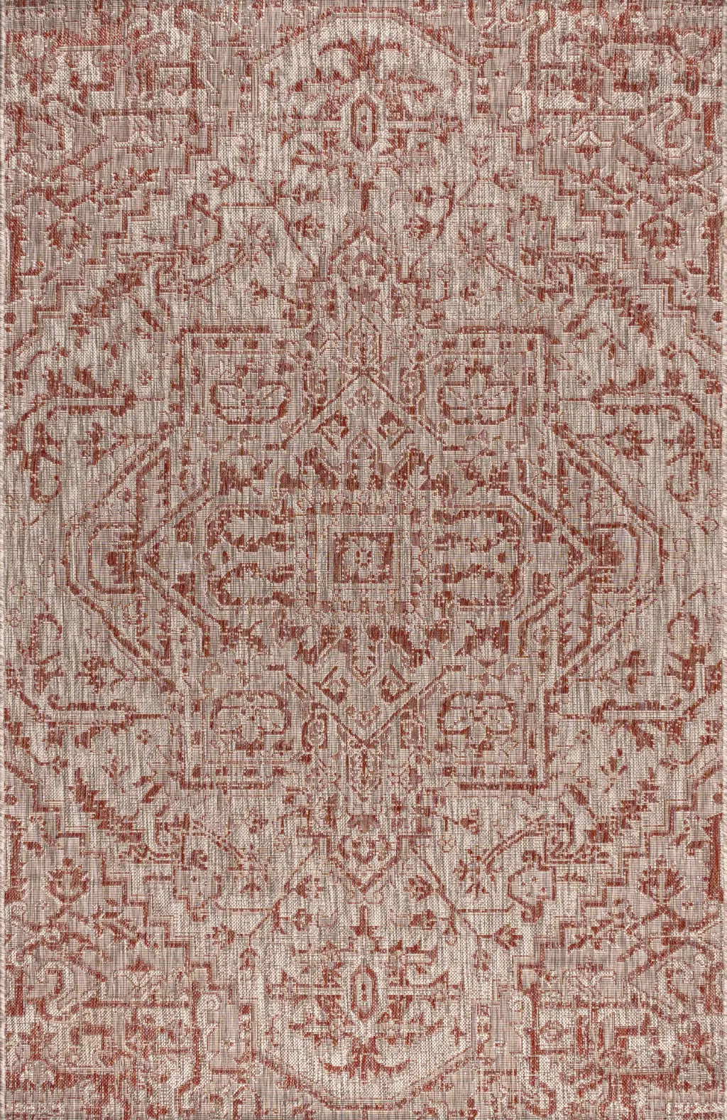 5' X 8' Red And Taupe Medallion Indoor Outdoor Area Rug Homeroots Outdoor