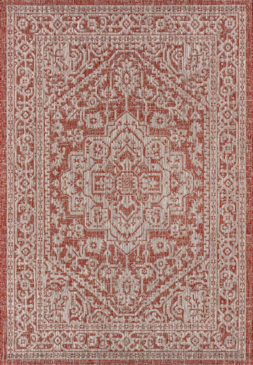 5' X 8' Red And Taupe Medallion Indoor Outdoor Area Rug Homeroots Outdoor