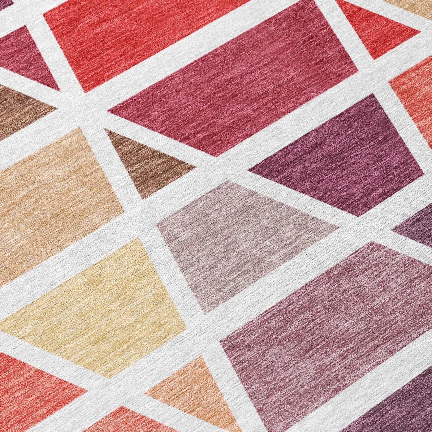 5' X 8' Red And White Geometric Washable Indoor Outdoor Area Rug Homeroots Outdoor