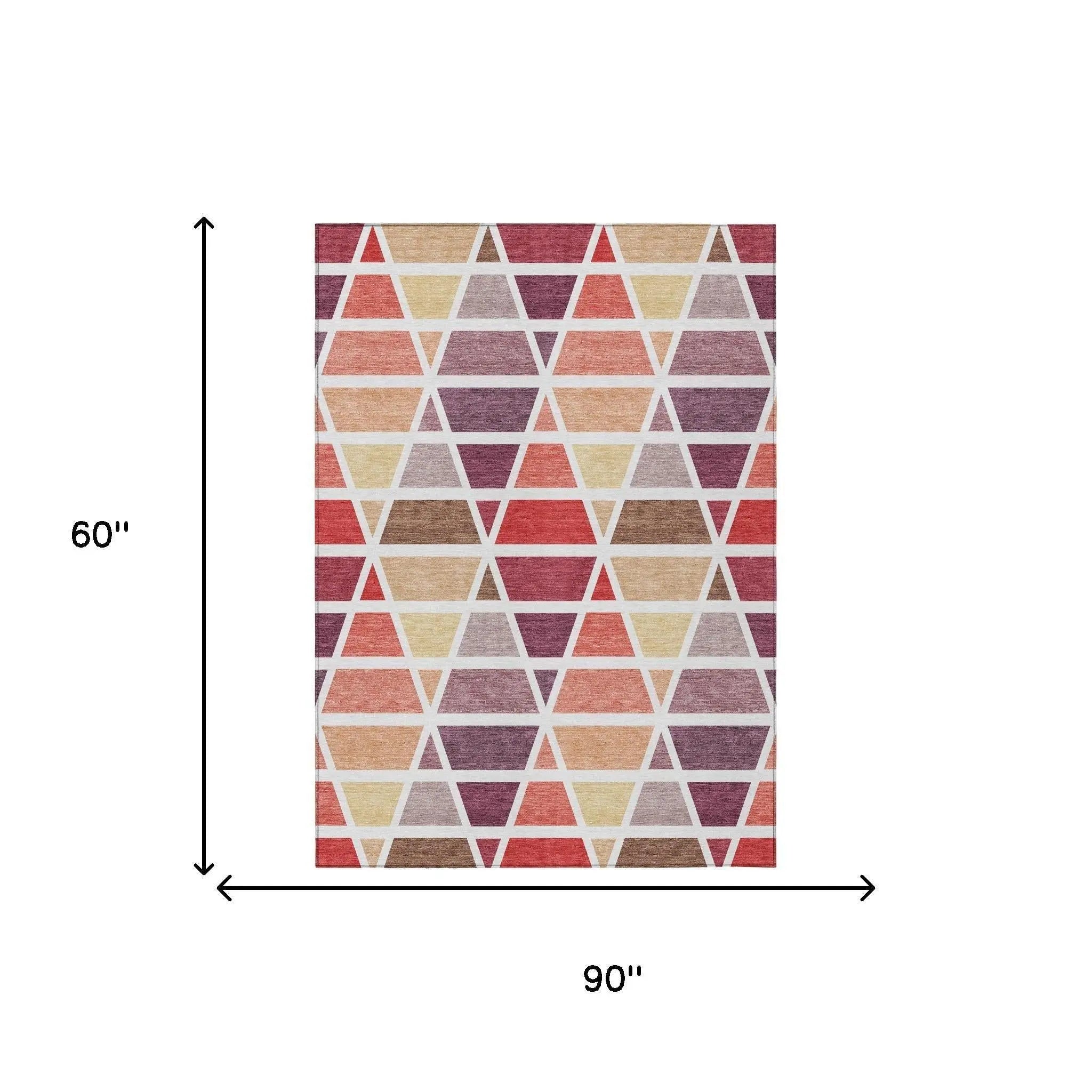 5' X 8' Red And White Geometric Washable Indoor Outdoor Area Rug Homeroots Outdoor