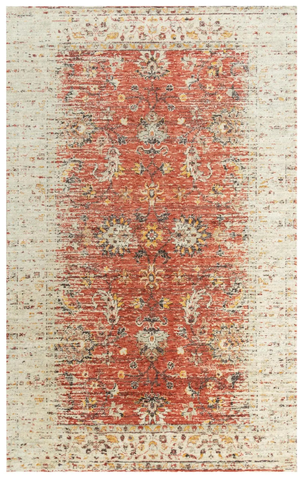 5' X 8' Red Beige Rust And Gold New Zealand Lambs Wool Oriental Hand Carved Handmade Area Rug Homeroots Home Decor
