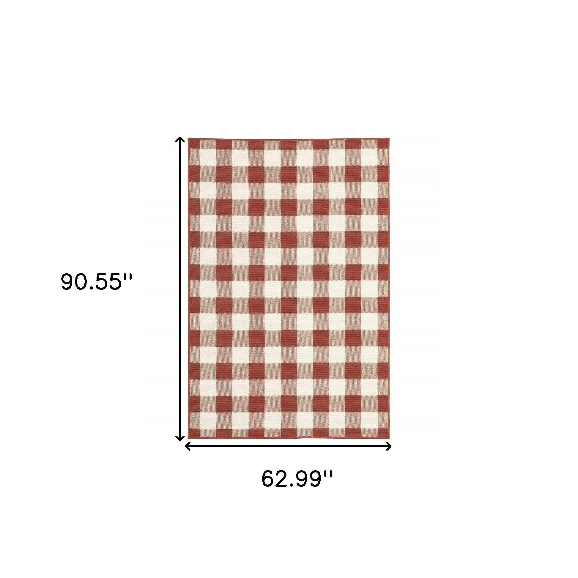 5' X 8' Red and Ivory Geometric Stain Resistant Indoor Outdoor Area Rug Homeroots Outdoor