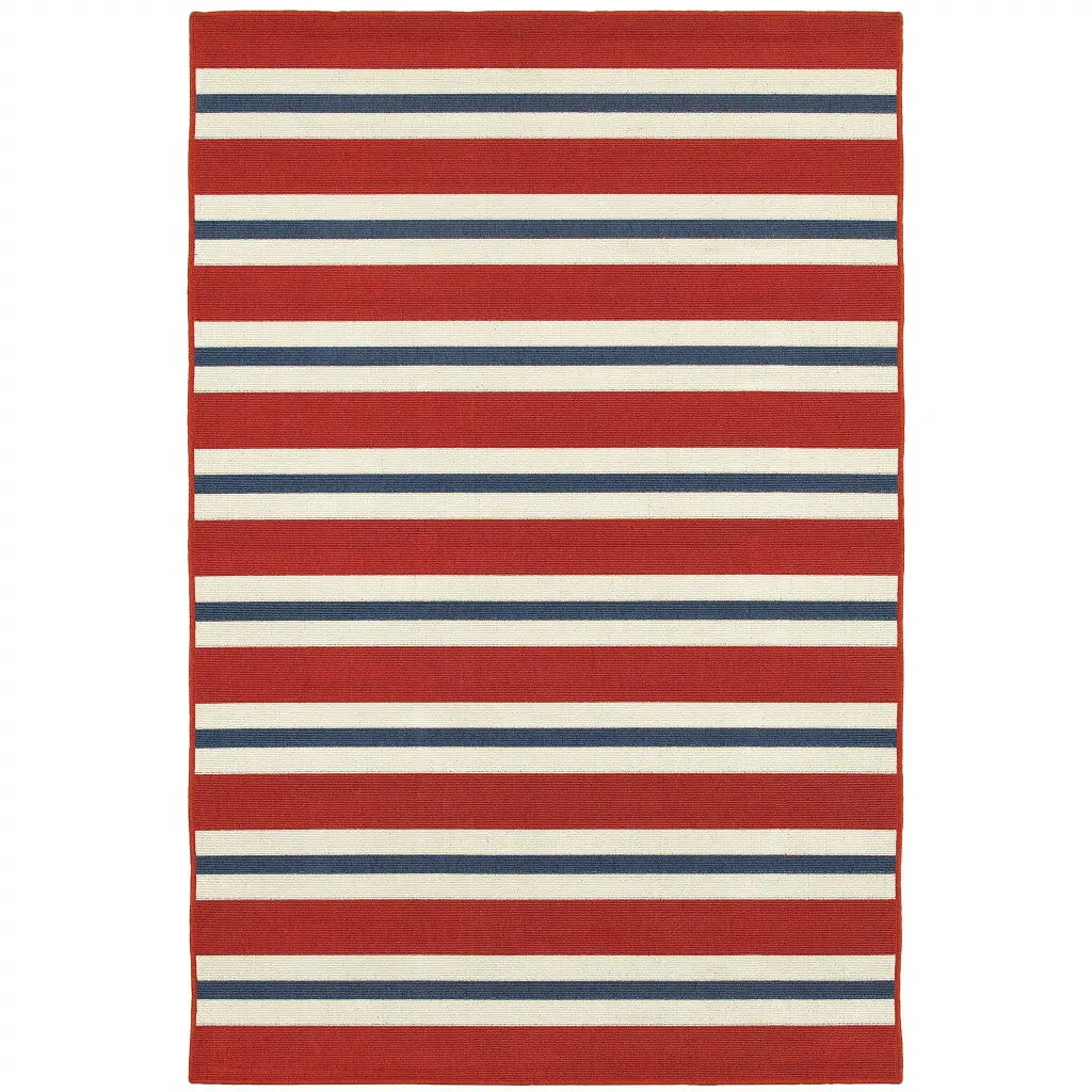 5' X 8' Red and Ivory Geometric Stain Resistant Indoor Outdoor Area Rug Homeroots Outdoor