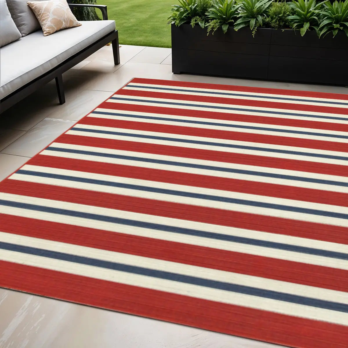 5' X 8' Red and Ivory Geometric Stain Resistant Indoor Outdoor Area Rug Homeroots Outdoor