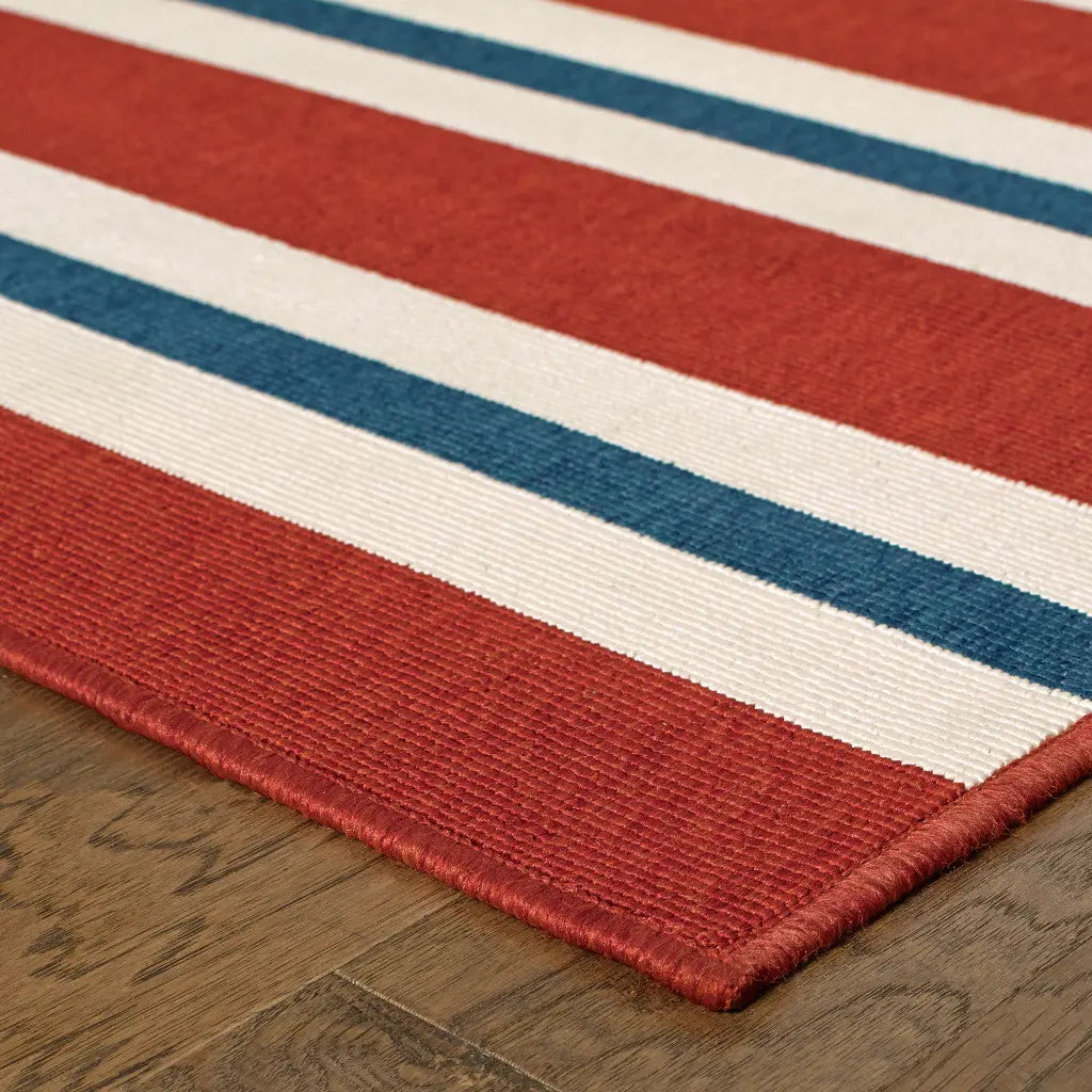 5' X 8' Red and Ivory Geometric Stain Resistant Indoor Outdoor Area Rug Homeroots Outdoor