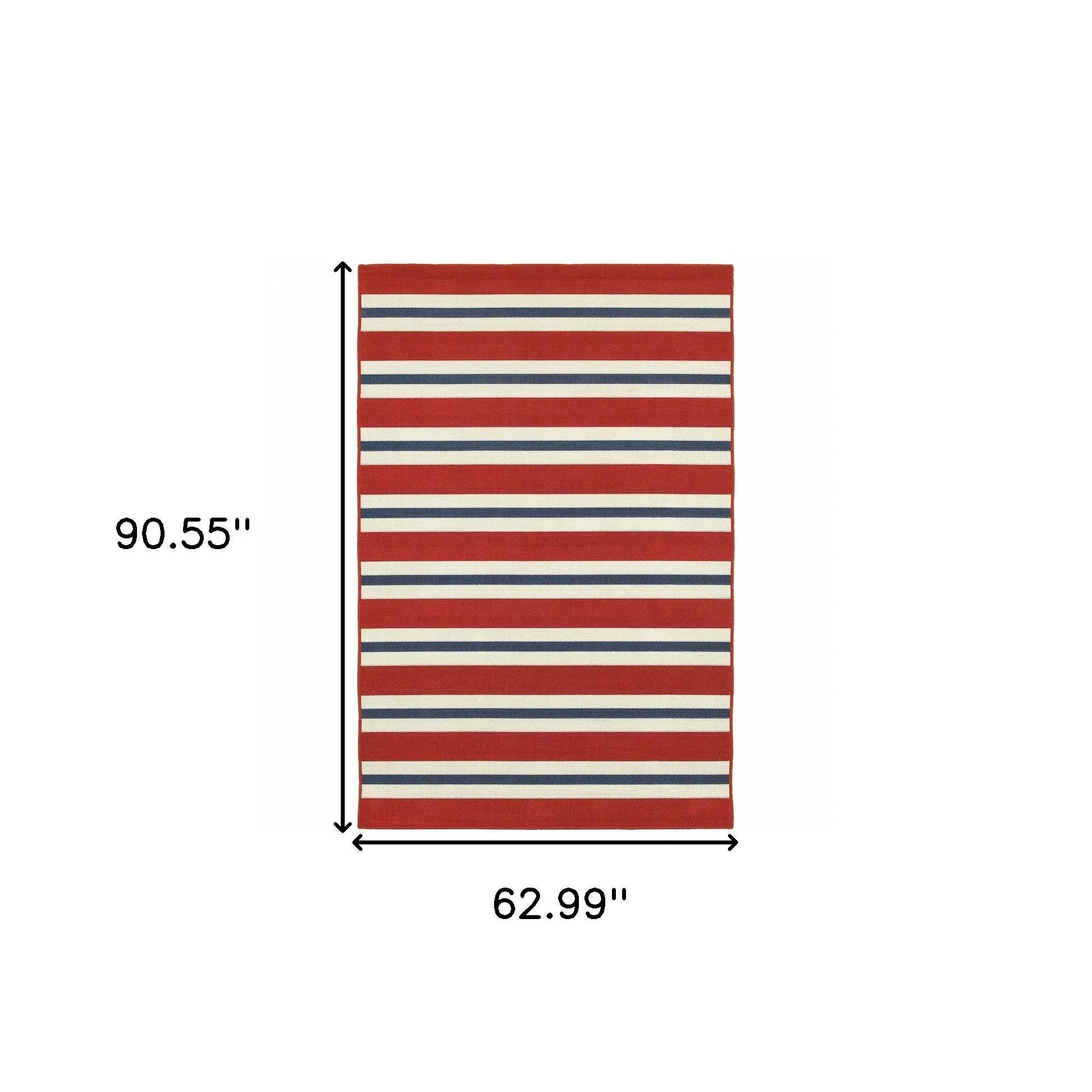 5' X 8' Red and Ivory Geometric Stain Resistant Indoor Outdoor Area Rug Homeroots Outdoor