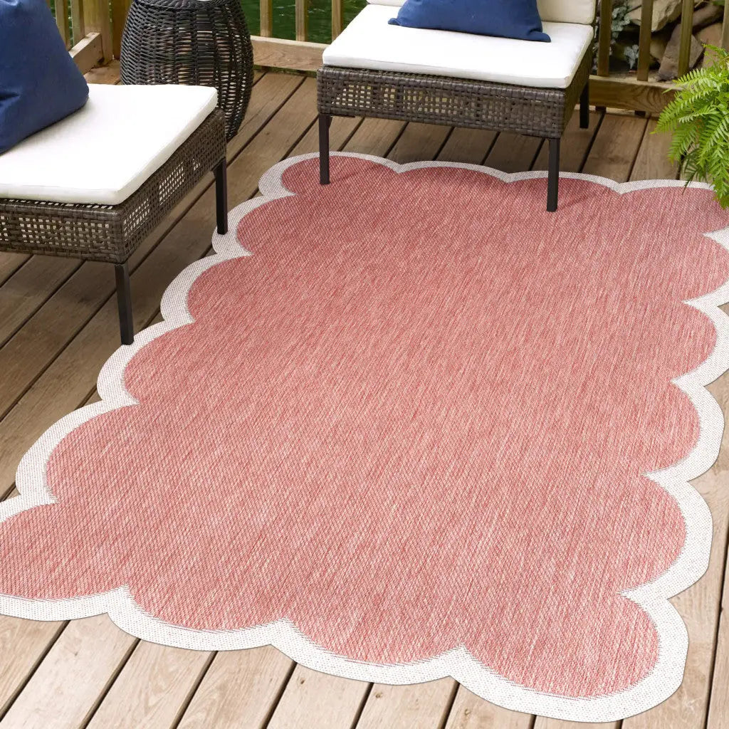 5' X 8' Rose And Cream Indoor Outdoor Area Rug Homeroots Outdoor